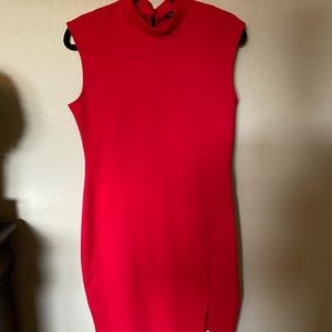 Sexy red body con sleeveless dress